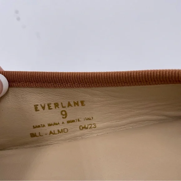NEW Everlane Toasted Almond Tan Italian Leather The Day Tie Ballet Flat Size 9 - Picture 13 of 13